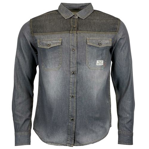 Mens Jack South Long Sleeved Contrast Denim Shirt